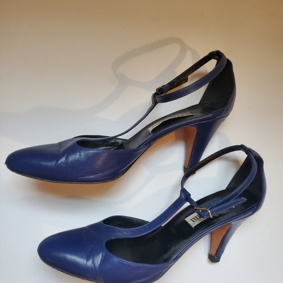 Vintage d'rossana Blue leather shoes size 8B pinup mod Vintage - Picture 5 of 12